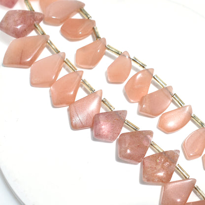 Glowing Peach Moonstone Kite Cut Beads – Shimmer Gemstone Beads for Jewelry