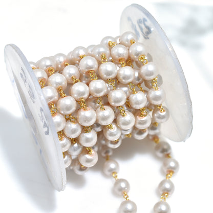Classic Soft Pearl Rosary - Wholesale Gold Plating Bead Chain Lot For DIY Jewelry & Crafts