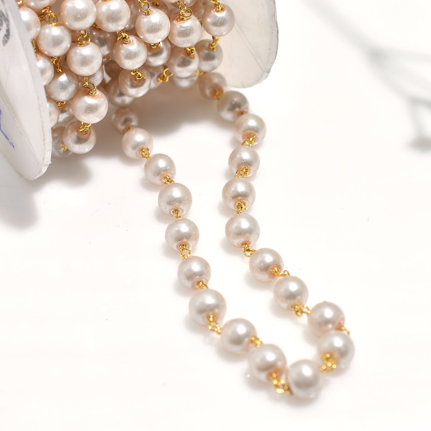 Classic Soft Pearl Rosary - Wholesale Gold Plating Bead Chain Lot For DIY Jewelry & Crafts