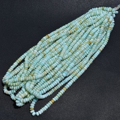 Natural Peruvian Opal Beads Strand – Green Blue Rondelle Gemstone for Jewelry