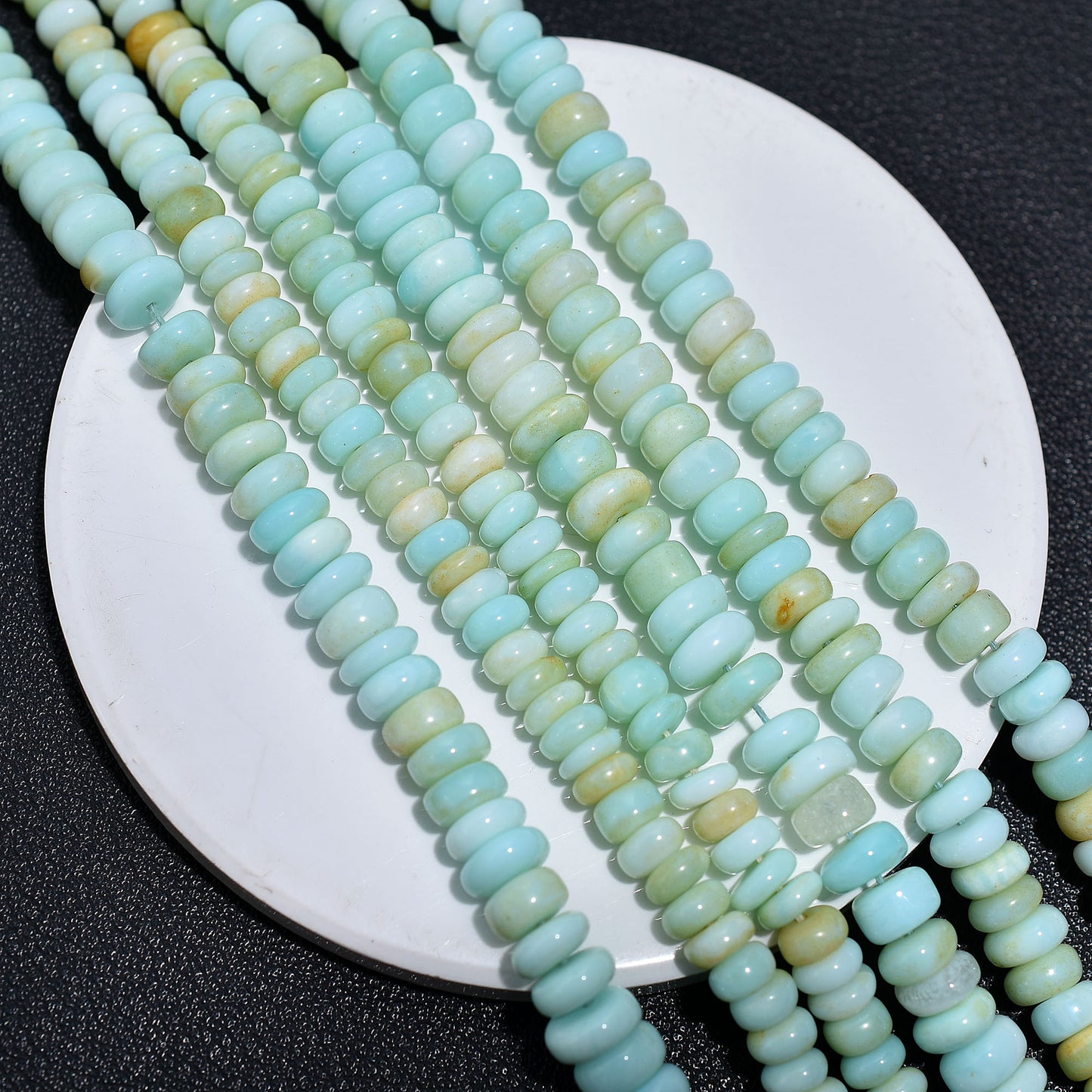 Natural Peruvian Opal Beads Strand – Green Blue Rondelle Gemstone for Jewelry