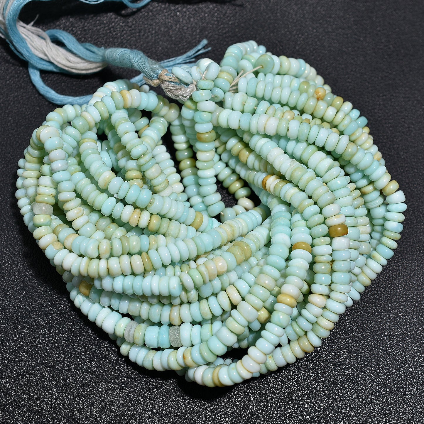 Natural Peruvian Opal Beads Strand – Green Blue Rondelle Gemstone for Jewelry