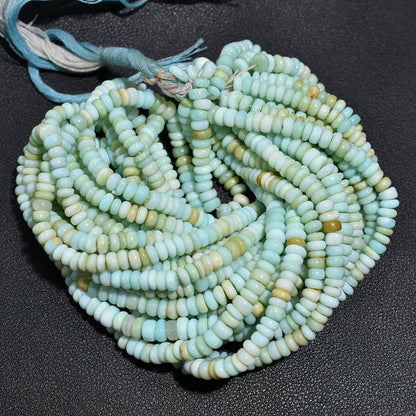 Natural Peruvian Opal Beads Strand – Green Blue Rondelle Gemstone for Jewelry