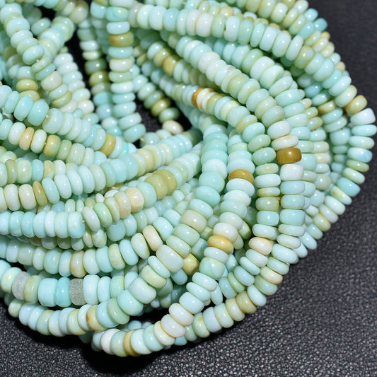 Natural Peruvian Opal Beads Strand – Green Blue Rondelle Gemstone for Jewelry