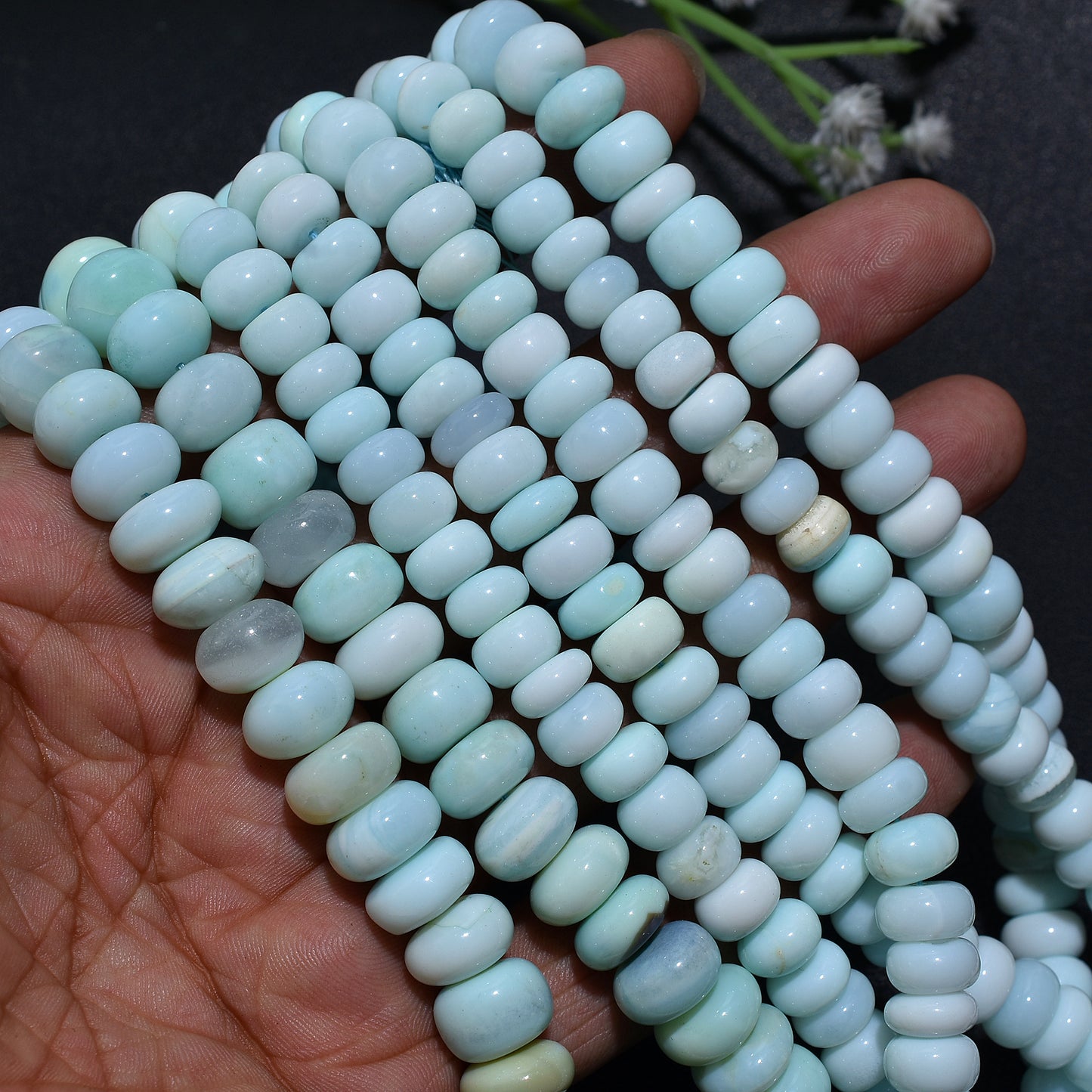 Premium Peru Opal Rondelle Cut Beads – Soft Pastel Gemstones for Jewelry Designers
