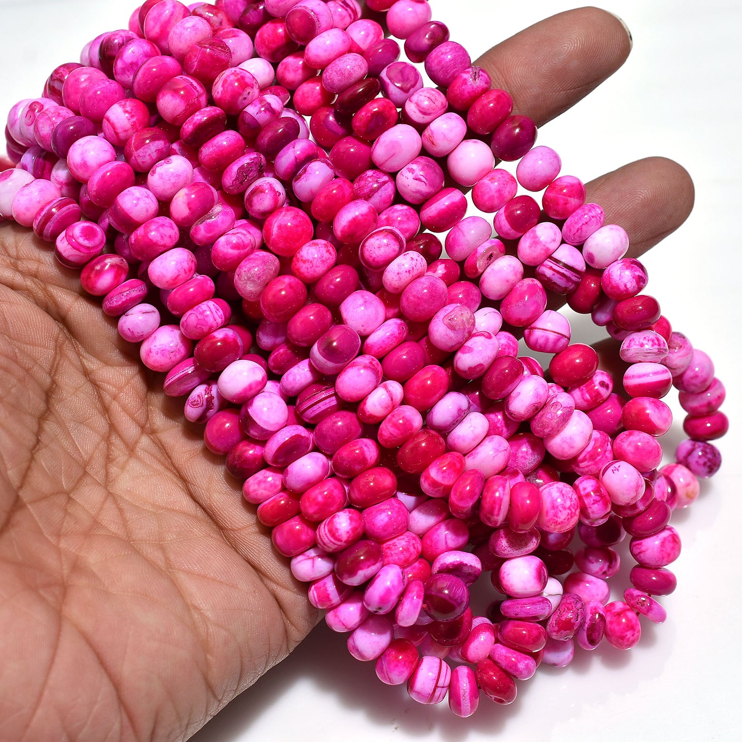 Rich Dark Pink Opal Beads – Smooth Polished Beads for Custom Gemstone Jewelry
