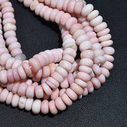 Blush Pink Opal Smooth Rondelle Gemstone Beads – 15 Inch Wholesale Strand For Bracelet & Necklace Making