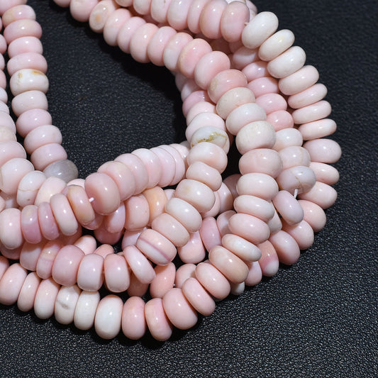 Blush Pink Opal Smooth Rondelle Gemstone Beads – 15 Inch Wholesale Strand For Bracelet & Necklace Making