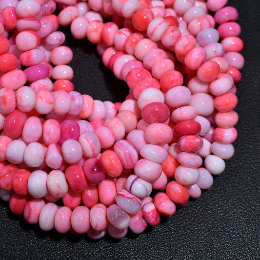 Blush Pink Opal Smooth Rondelle Beads 16 Inch Gemstone Strand, Wholesale String For Jewelry Designers