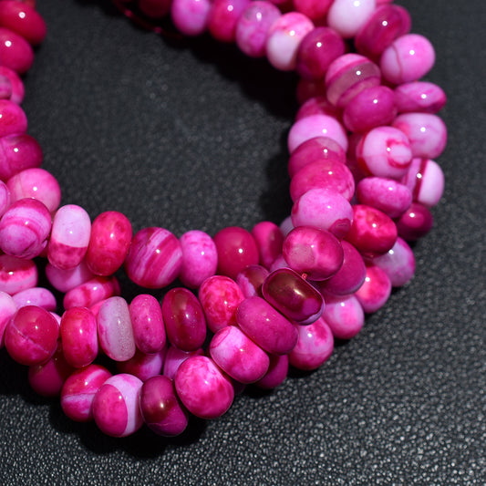Deep Pink Opal Smooth Rondelle Beads – 7 inch Strand Wholesale Natural Gemstones For Crafting