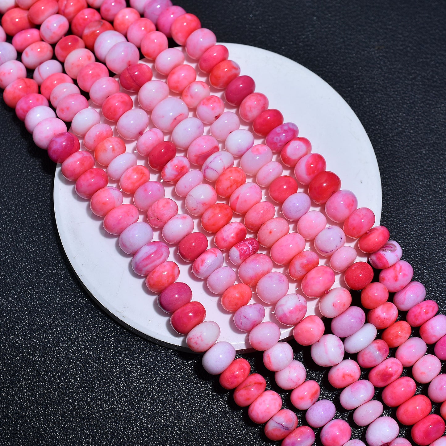 Blush Pink Opal Smooth Rondelle Beads 16 Inch Gemstone Strand, Wholesale String For Jewelry Designers