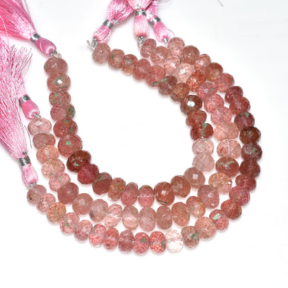 Rosy Glow Strawberry Quartz Stone Beads – Natural Love Crystal for Handmade Creations