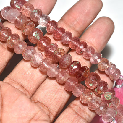 Rosy Glow Strawberry Quartz Stone Beads – Natural Love Crystal for Handmade Creations