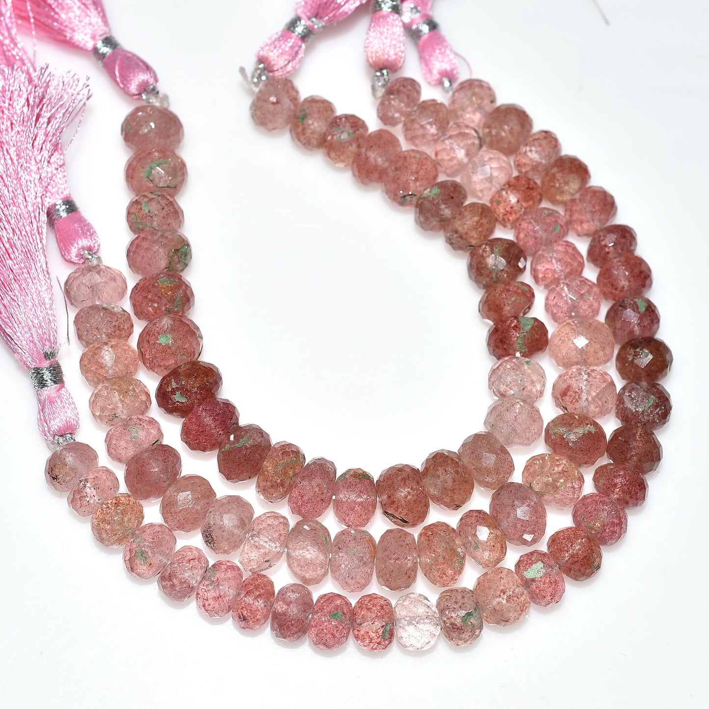 Rosy Glow Strawberry Quartz Stone Beads – Natural Love Crystal for Handmade Creations