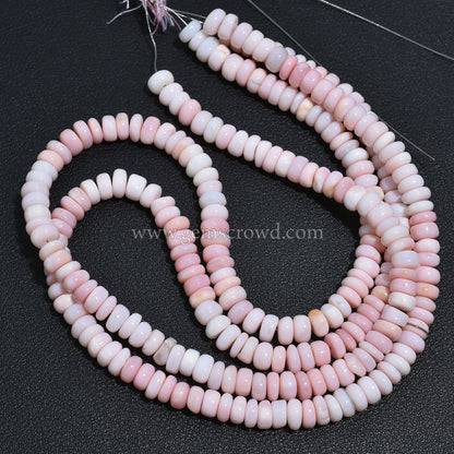 AAA Quality Pink Opal Rondelle Beads| 6.5-7mm Smooth Gemstone Strand