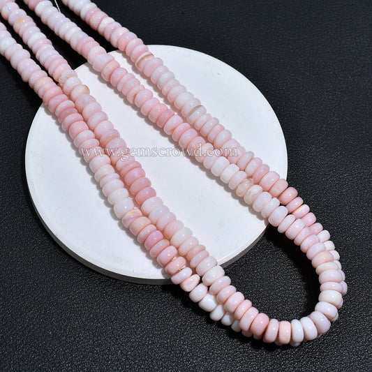 AAA Quality Pink Opal Rondelle Beads| 6.5-7mm Smooth Gemstone Strand