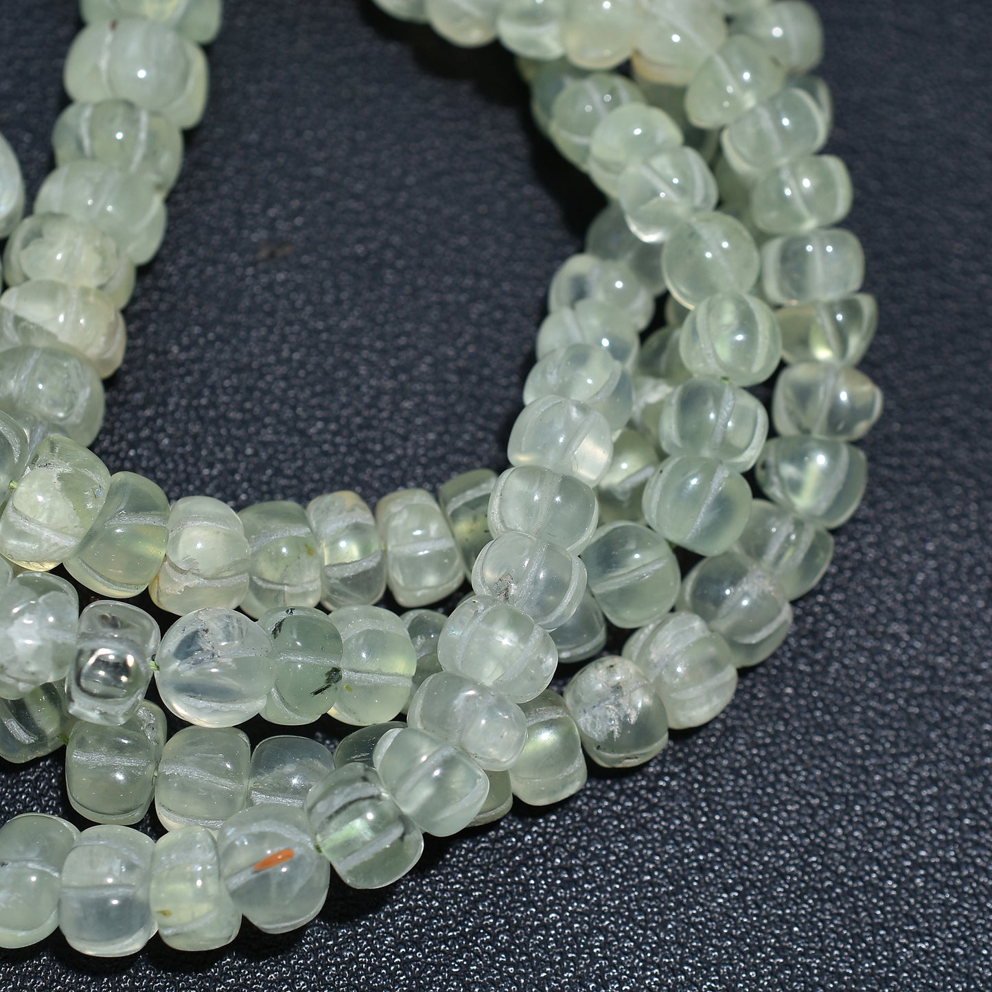 Chic Prehnite Gemstone Beads –  Hand-Carved Watermelon Design Wholesale Strand For Jewelry
