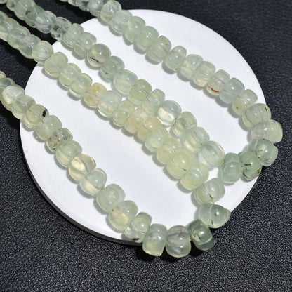 Chic Prehnite Gemstone Beads –  Hand-Carved Watermelon Design Wholesale Strand For Jewelry