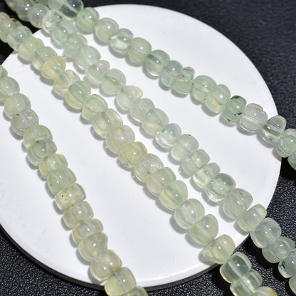 Chic Prehnite Gemstone Beads –  Hand-Carved Watermelon Design Wholesale Strand For Jewelry