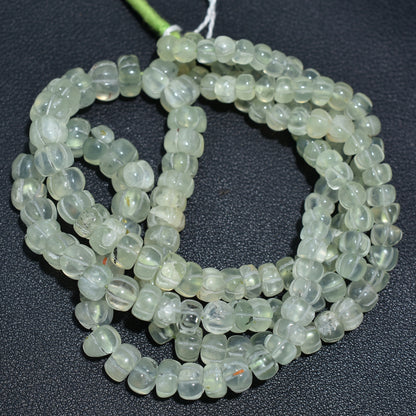 Chic Prehnite Gemstone Beads –  Hand-Carved Watermelon Design Wholesale Strand For Jewelry