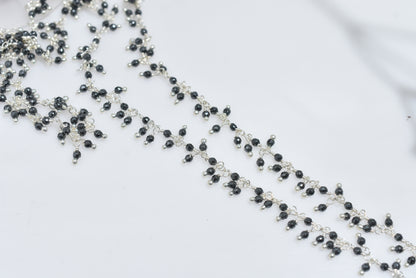 Silver Pyrite Bead Chain - Dangling Rosary Style with Silver Plating For DIY Jewelry Strand