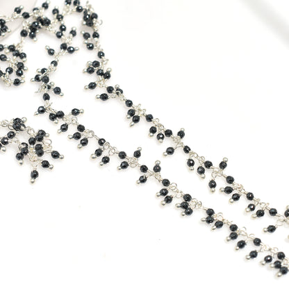 Silver Pyrite Bead Chain - Dangling Rosary Style with Silver Plating For DIY Jewelry Strand