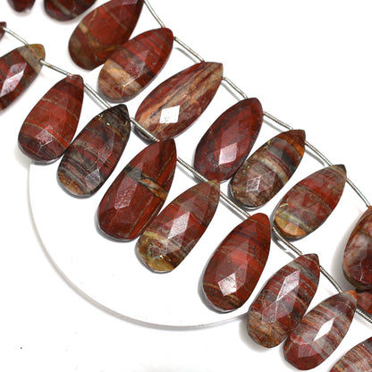 Vibrant Red Jasper Faceted Teardrop Gemstone Beads – 8 Inch Wholesale Strand For Jewelry Designers
