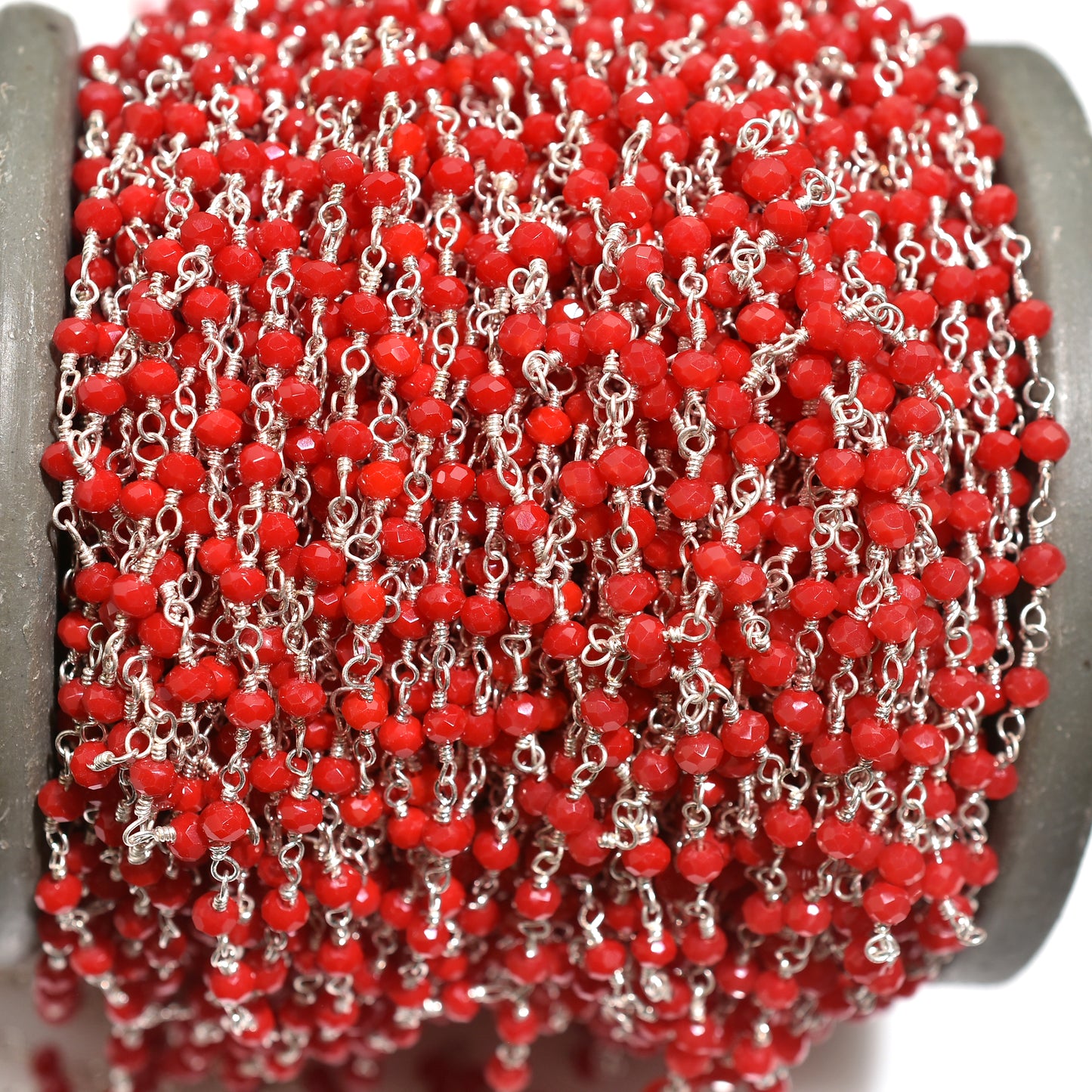 Elegant Red Coral Rosary Chain - Wholesale Silver Plating Gemstone Beads For Craft Supply
