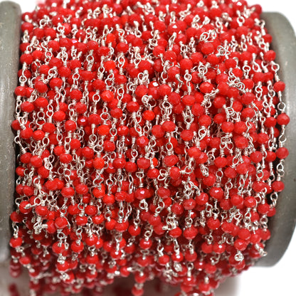Elegant Red Coral Rosary Chain - Wholesale Silver Plating Gemstone Beads For Craft Supply