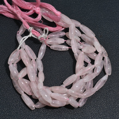 Natural Rose Quartz Rice Shape Beads – Polished Pink Gemstones for Jewelry Making