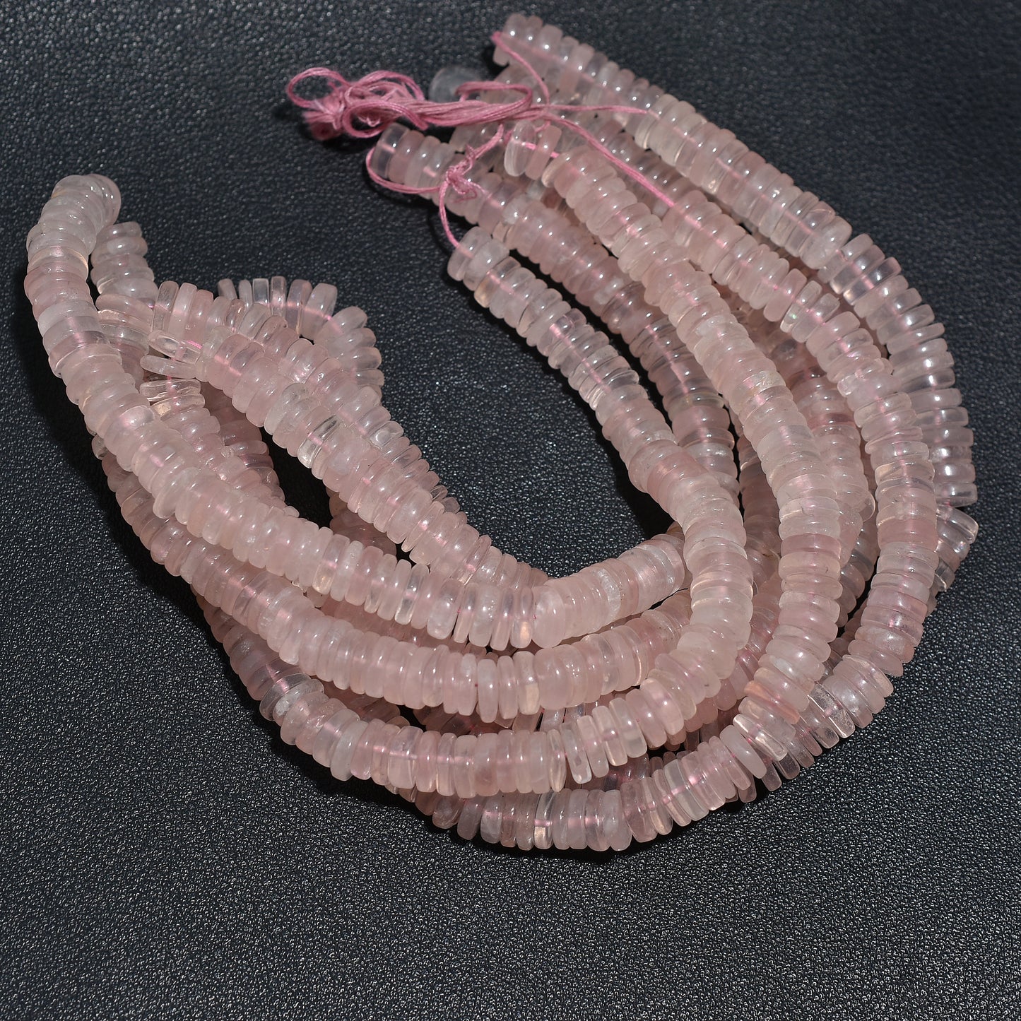 Gentle Rose Quartz Wheels Heishi  Beads – Soft Pink Gemstone Discs for Jewelry Making