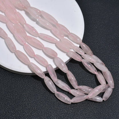 Natural Rose Quartz Rice Shape Beads – Polished Pink Gemstones for Jewelry Making