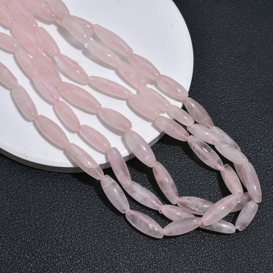 Natural Rose Quartz Rice Shape Beads – Polished Pink Gemstones for Jewelry Making