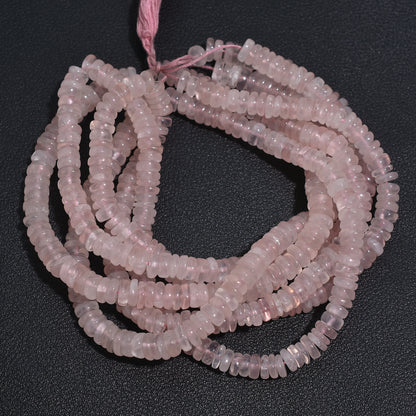Trendy Rose Quartz Heishi Beads – Tyre Shape Gemstone Strand for Jewelry Making