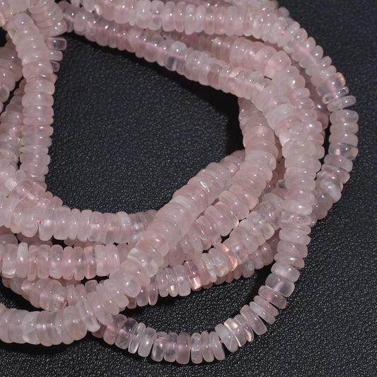 Trendy Rose Quartz Heishi Beads – Tyre Shape Gemstone Strand for Jewelry Making