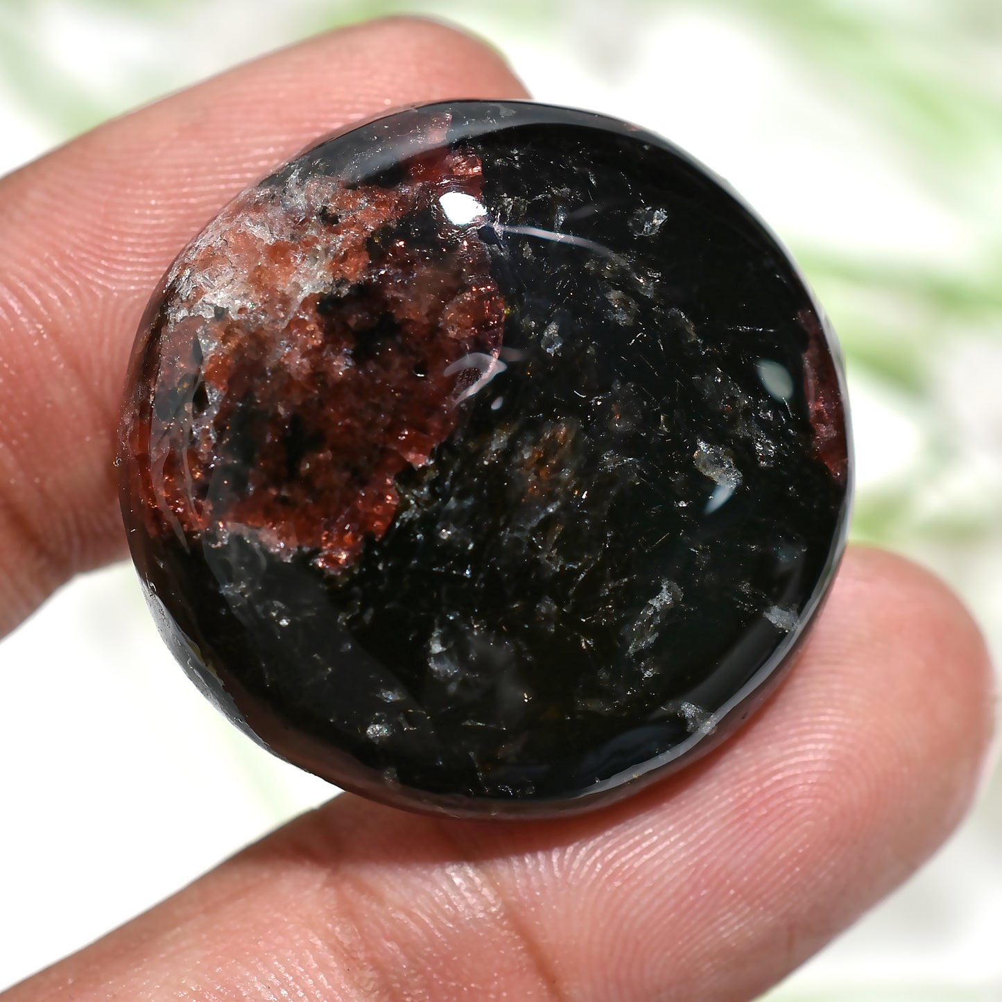 Natural Ruby Fall Round Cabochon - Wholesale Loose Rich Red and Black Stone for Pendants