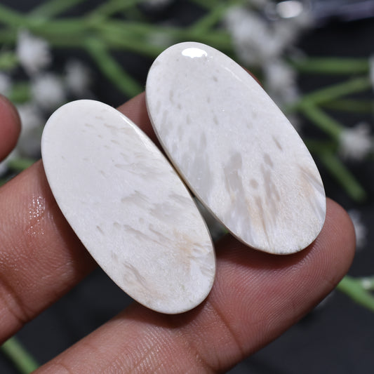Natural Scolecite Gemstone Pair – Perfect for Designer Earrings