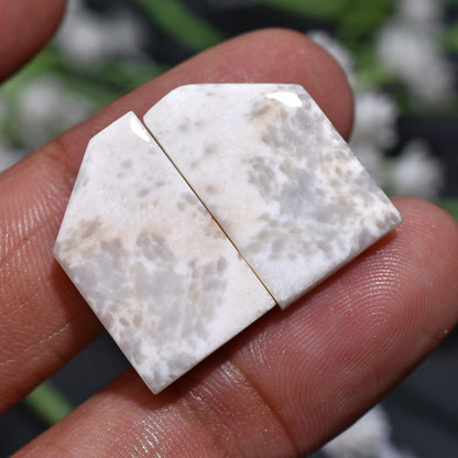 Designer White Scolecite Pair – Wholesale Smooth Gemstone Matched Pair For Earrings