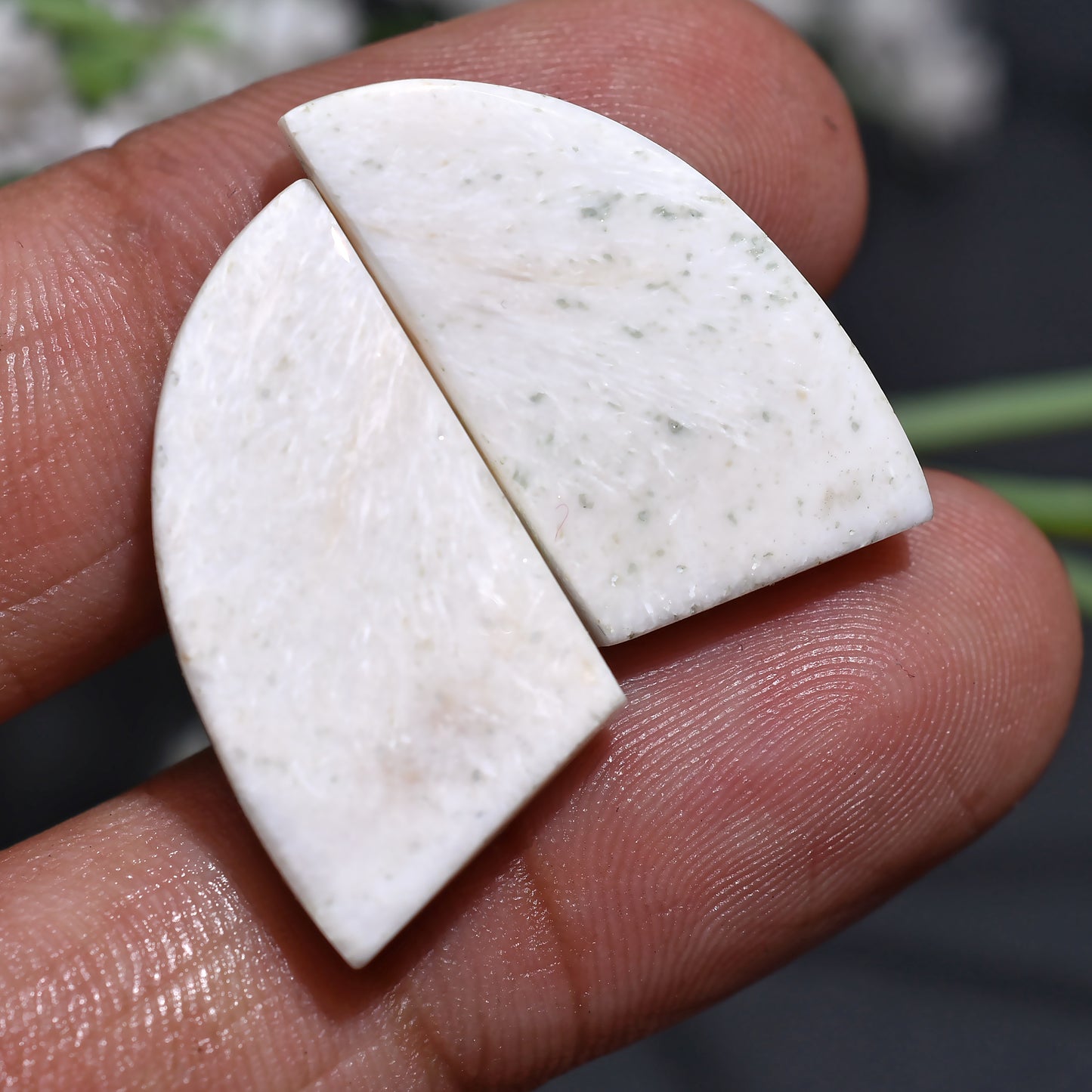 Stunning Scolecite Matched Earrings Pair – Smooth Polished White Gemstones