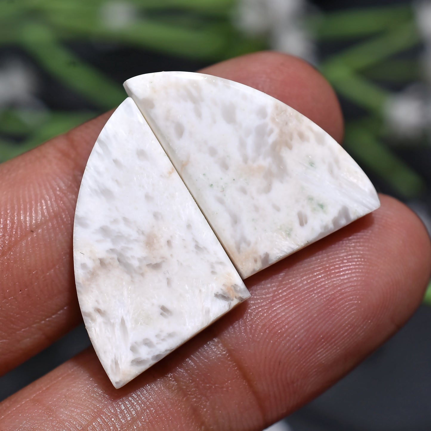 Exquisite Scolecite Matched Gemstone Pair – Unique White Cabochons for Jewelry Makers