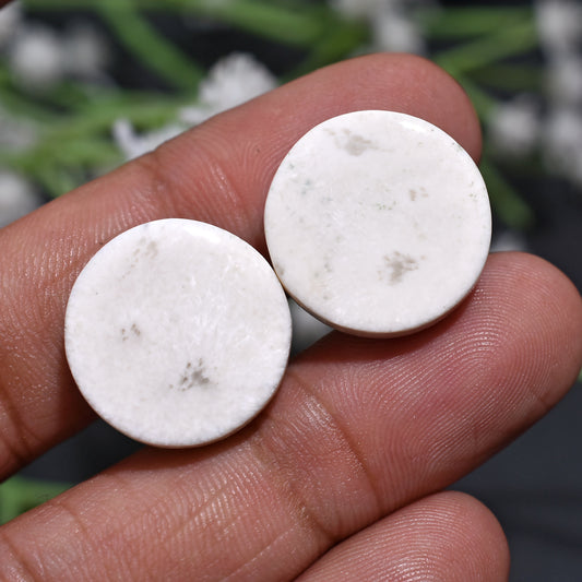 Round Scolecite Earrings Pair – Wholesale Loose Stones for Jewelry
