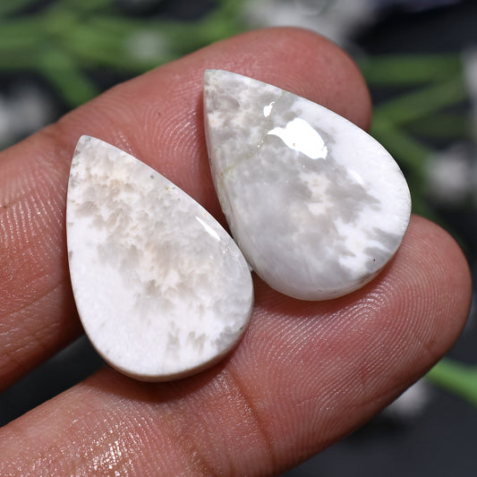 Polished Scolecite Matched Pair – Wholesale Smooth White Gemstone For Jewelry Designers