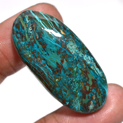 Natural Shattuckite Cabochon – Vivid Blue Gemstone for Jewelry Design (17x40x4mm,/44ct)