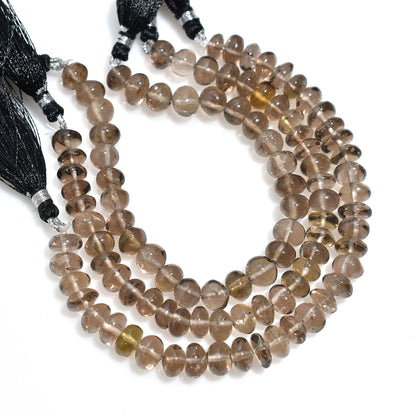 Dusky Glow Smoky Quartz Smooth Rondelle Beads – 7 Inch Wholesale Gemstone Strand For Unique Jewelry Creations