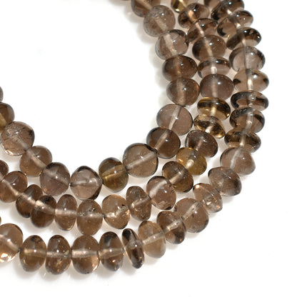 Dusky Glow Smoky Quartz Smooth Rondelle Beads – 7 Inch Wholesale Gemstone Strand For Unique Jewelry Creations