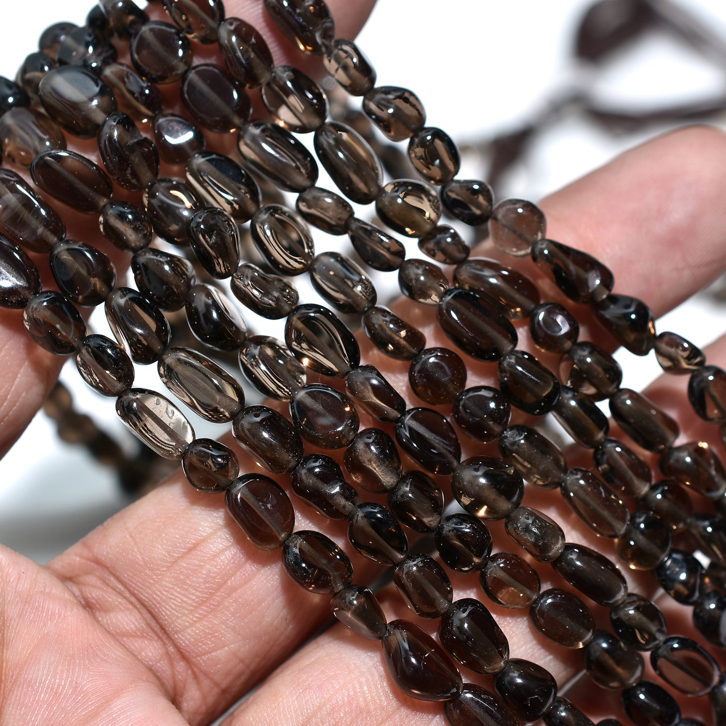 Warm Brown Smoky Quartz Smooth Nuggets Beads – Natural Gemstone Strand For Crafting