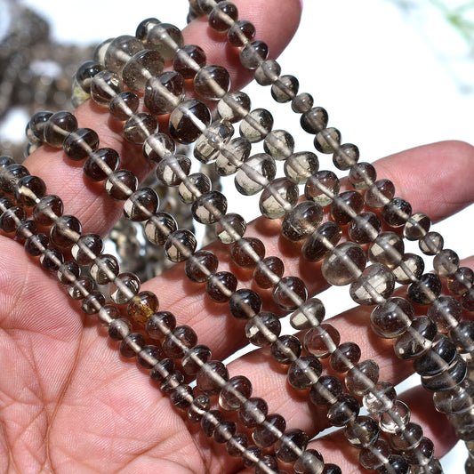 Beautiful Brown Smoky Quartz Beads Strand Natural Tiny Rondelle Gemstone Strand For Wholesale Jewellery