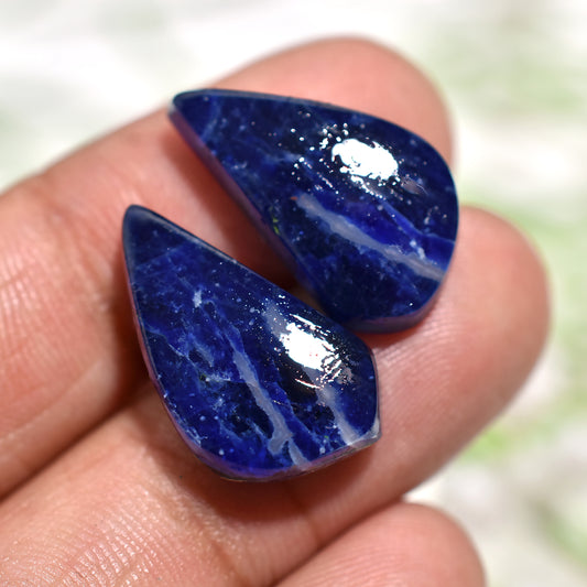 Lustrous Sodalite Matched Pair – Deep Indigo Blue Gemstones for Jewelry Makers