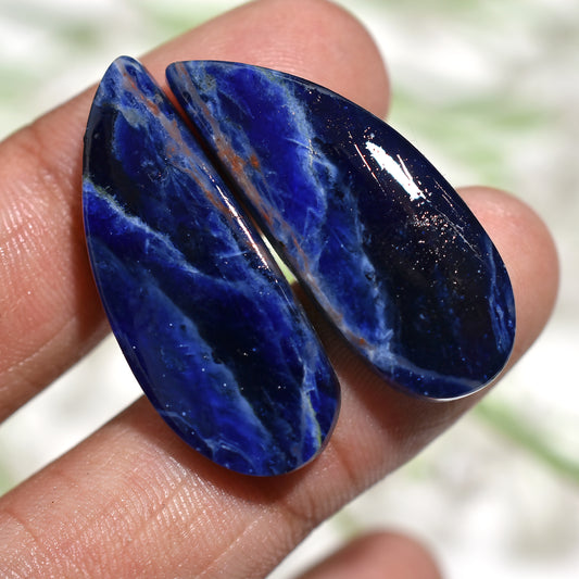 Midnight Blue Sodalite Gemstones Pair – Natural Elegance for Jewelry Designers