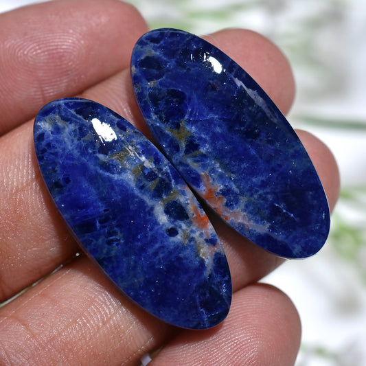 Classic Oval Sodalite Matched Earrings Pair – Natural Gemstone for Unique Handmade Jewelry